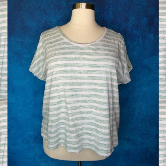 Avenue Split Sleeve Striped Green Tee Size 22/24 FINAL PRICE - Picture 2 of 8